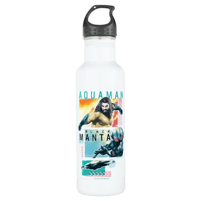 Aquaman | modernistisches Aquaman u. schwarze Edelstahlflasche (Vorderseite)