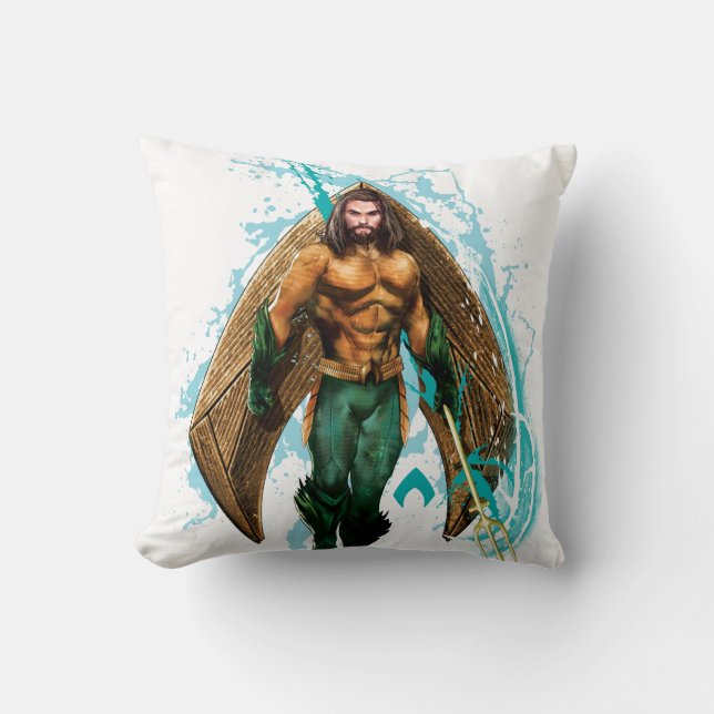 Aquaman | Prince Orin mit Aquaman-Logo Kissen (Vorderseite)