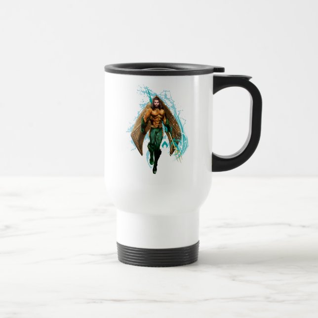 Aquaman | Prince Orin mit Aquaman-Logo Reisebecher (Rechts)