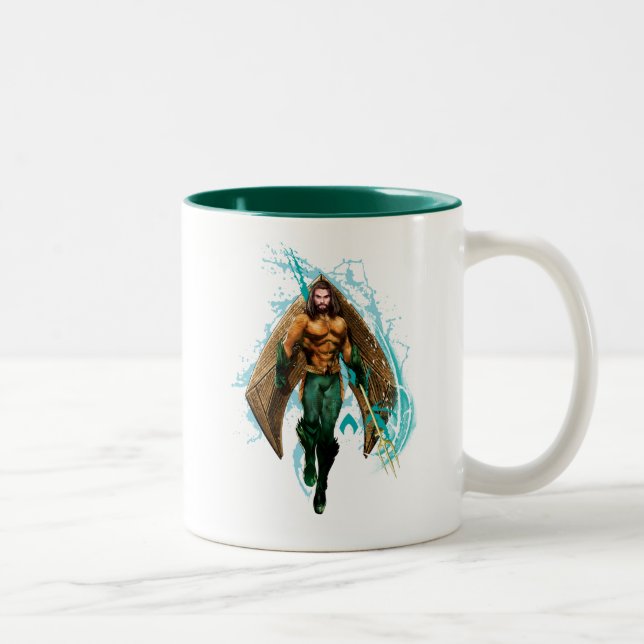 Aquaman | Prince Orin mit Aquaman-Logo Zweifarbige Tasse (Rechts)