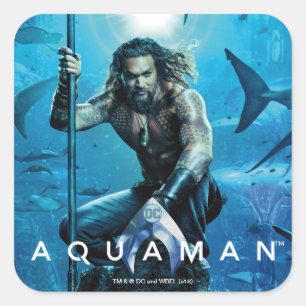 Aquaman Prince Orin mit Wassertieren Quadratischer Aufkleber
