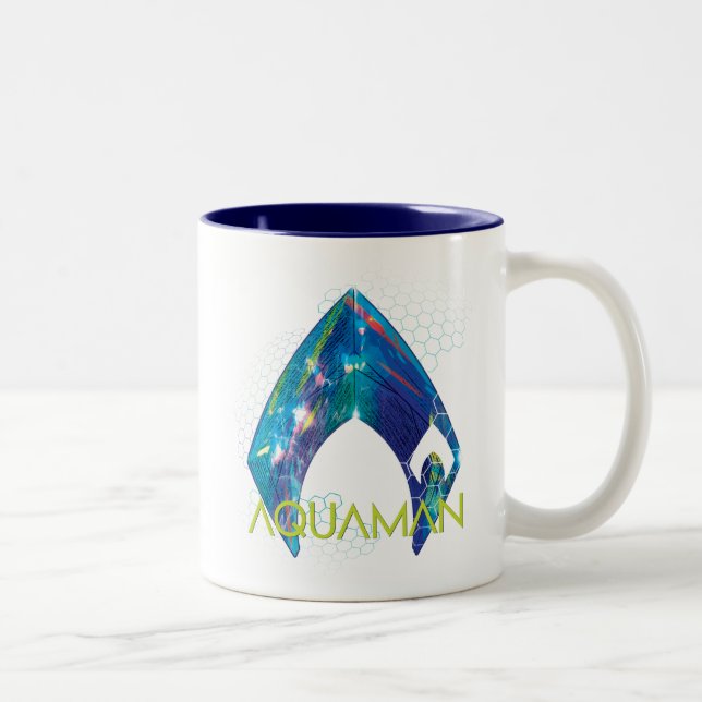 Aquaman | Refracted Aquaman Logo Zweifarbige Tasse (Rechts)