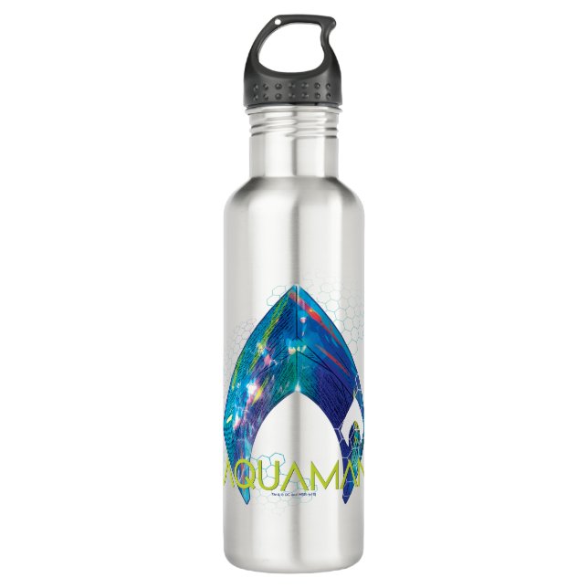 Aquaman | Refraktioniertes Aquaman-Logo Edelstahlflasche (Vorderseite)