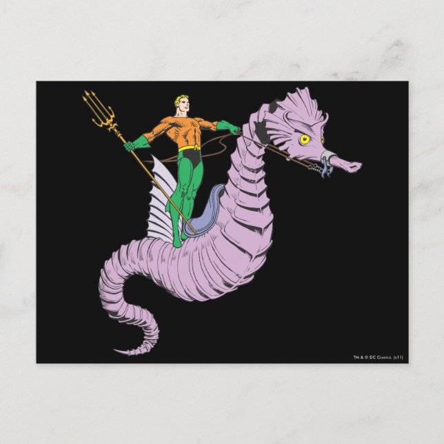 Aquaman Rides Seepferd Postkarte (Vorderseite)