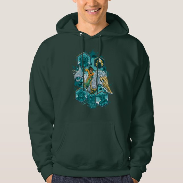 Aquaman Riding Seepferd über Kingdoms Hoodie (Vorderseite)