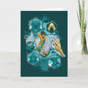 Aquaman Riding Seepferd über Kingdoms Karte