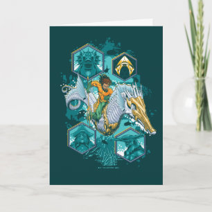 Aquaman Riding Seepferd über Kingdoms Karte