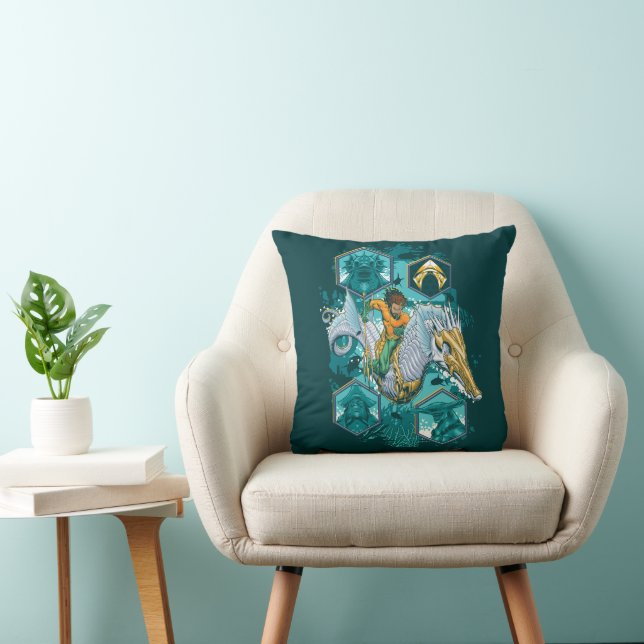 Aquaman Riding Seepferd über Kingdoms Kissen (Stuhl )