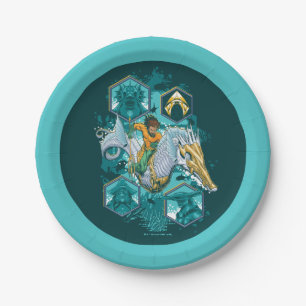 Aquaman Riding Seepferd über Kingdoms Pappteller