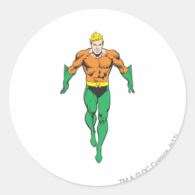 Aquaman Runs Runder Aufkleber (Vorderseite)