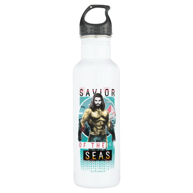 Aquaman "Savior | Of The Seas" Modernist Graphic Edelstahlflasche (Vorderseite)