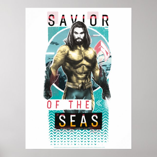 Aquaman "Savior | Of The Seas" Modernist Graphic Poster (Vorne)