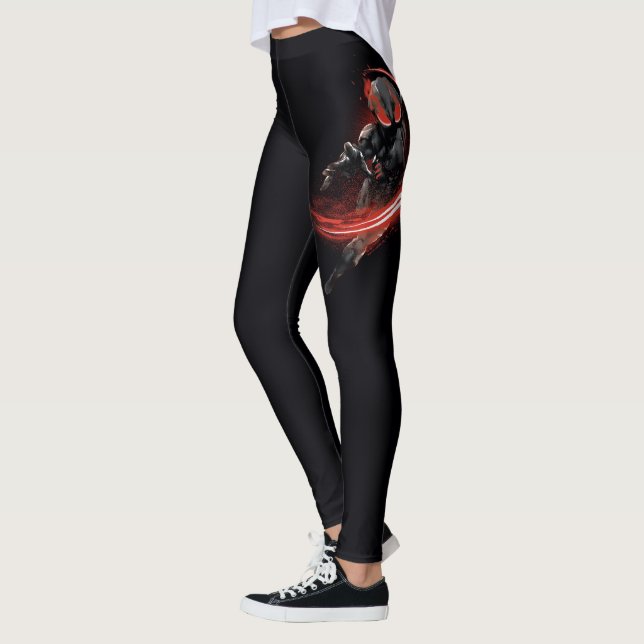 Aquaman | schwarzer Manta-rote Schlag-Grafik Leggings (Links)