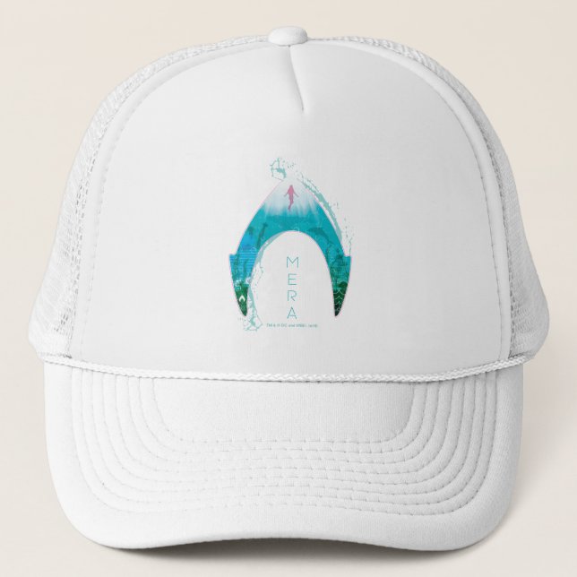 Aquaman See Through Mera Symbol Ocean Graphic Truckerkappe (Vorderseite)