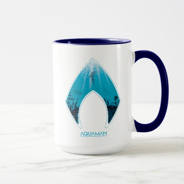 Aquaman | sehen durch Aquaman Logo-Ozean-Grafik Tasse (Rechts)