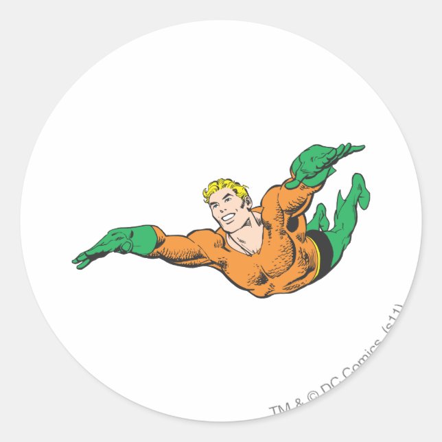 Aquaman Soars Runder Aufkleber (Vorderseite)