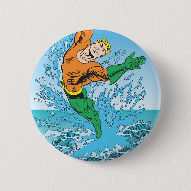 Aquaman springt aus dem Meer Button (Vorderseite)