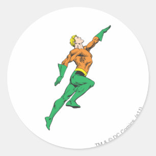 Aquaman springt hoch runder aufkleber
