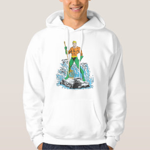 Aquaman steht mit Heugabel Hoodie