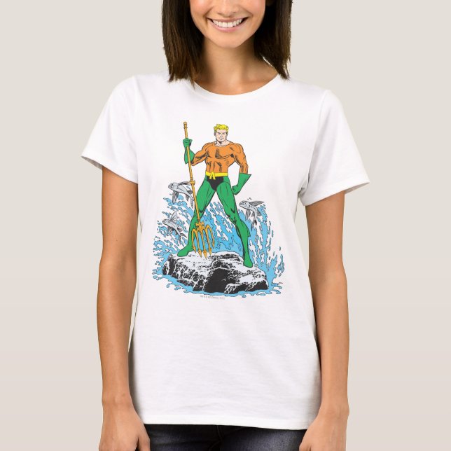 Aquaman steht mit Pitchfork T-Shirt (Vorderseite)