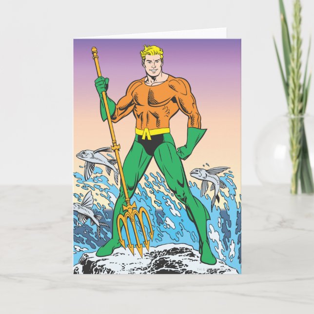 Aquaman steht mit Spear Karte (Vorderseite)