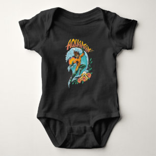 Aquaman und Trident Rising Surf Graphic Baby Strampler