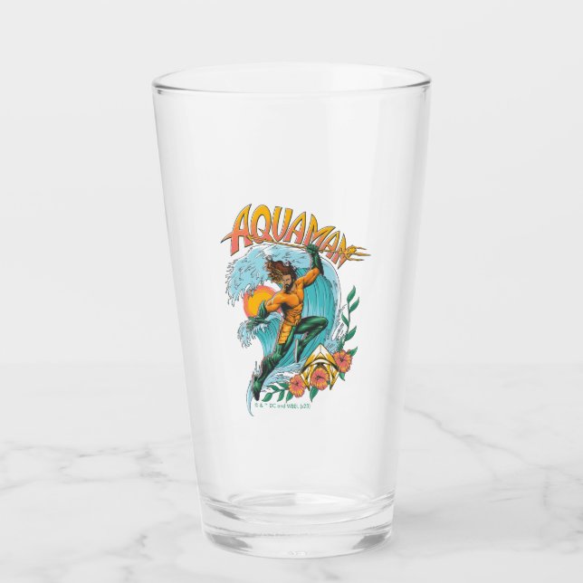 Aquaman und Trident Rising Surf Graphic Glas (Vorderseite)