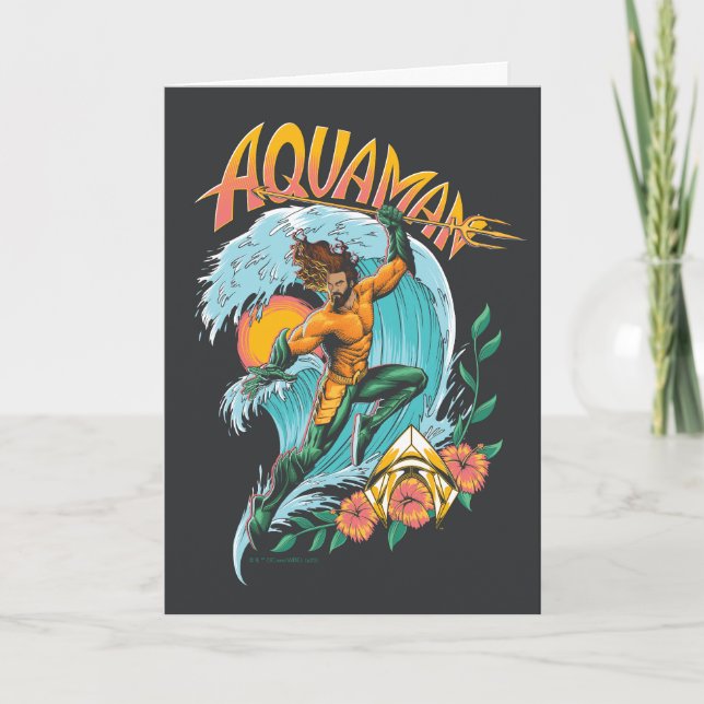 Aquaman und Trident Rising Surf Graphic Karte (Vorderseite)
