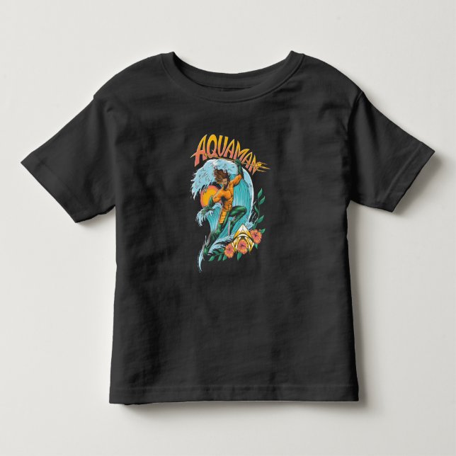 Aquaman und Trident Rising Surf Graphic Kleinkind T-shirt (Vorderseite)