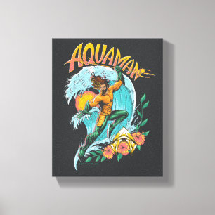Aquaman und Trident Rising Surf Graphic Leinwanddruck