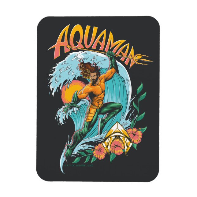 Aquaman und Trident Rising Surf Graphic Magnet (Vertikal)