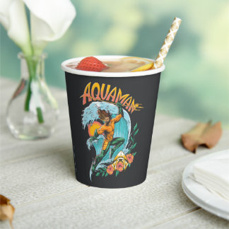 Aquaman und Trident Rising Surf Graphic Pappbecher