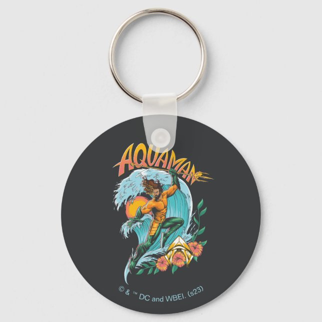 Aquaman und Trident Rising Surf Graphic Schlüsselanhänger (Vorderseite)