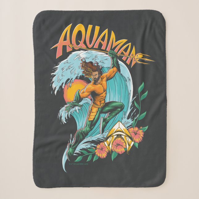 Aquaman und Trident Rising Surf Graphic Sherpadecke (Vorderseite)
