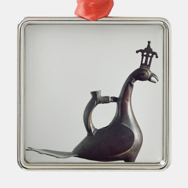 Aquamanile in Form eines Pfaus Ornament Aus Metall (Vorne)
