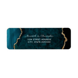 Aquamarin Agate Gold Glitzer Wedding Rücksendeadre