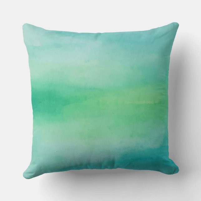 Aquamarin Aqua Blue Green Abstrakt Throw Kissen (Rückseite)