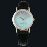 Aquamarin Aqua Blue Silver Glitzer Girl Monogram N Armbanduhr<br><div class="desc">Aqua Blue Aquamarin und Silver Sparkle Glitzer Monogram Name Watch. Dies macht den perfekten Abschluss,  Geburtstag,  Hochzeit,  Brautparty,  Jubiläum,  Babydusche oder Junggeselinnen-Abschied Geschenk für jemanden,  die Lieben glamourösen Luxus und schicke Stile.</div>