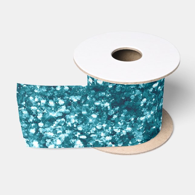 Aquamarin Aqua Blue Sparkle Satinband (Spule)