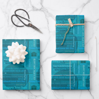 Aquamarin-Aqua Happy Days Packpapier Geschenkpapier Set