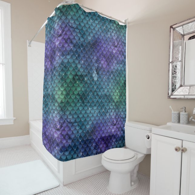 Aquamarin Aqua Lila Mermaid Sparkasse Duschvorhang (Beispiel)
