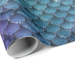 Aquamarin Aqua Lila Mermaid Sparkasse Geschenkpapier