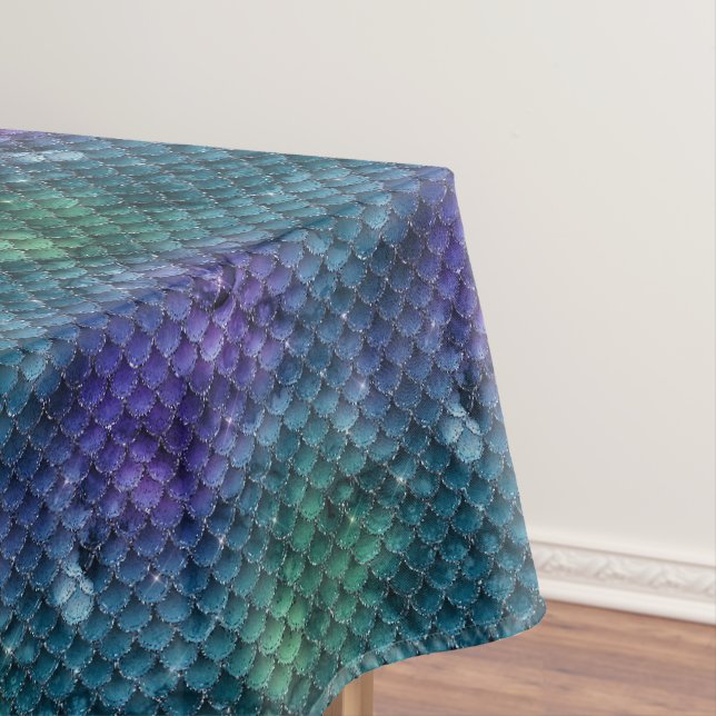 Aquamarin Aqua Lila Mermaid Sparkasse Tischdecke (Beispiel)