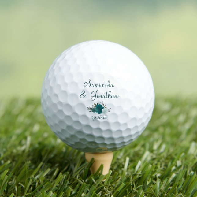 Aquamarin & Aqua Rose Elegante Hochzeitskolonne Golfball (Insitu T-Shirt)