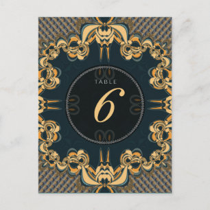 Aquamarin Art Alternative Wedding Menu Tischnummer