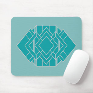 Aquamarin Art Deco Quilt Inspiriert Mousepad