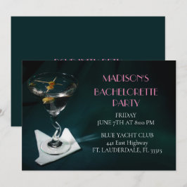 Aquamarin Bachelorette Martini Brautparty Einladung