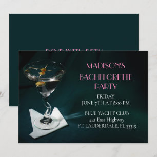 Aquamarin Bachelorette Martini Brautparty Einladung