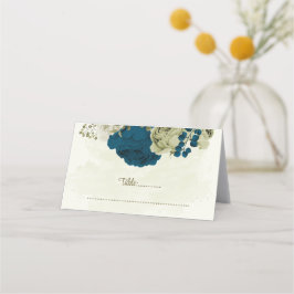 aquamarin-beige-Blume botanische Hochzeit Platzkarte