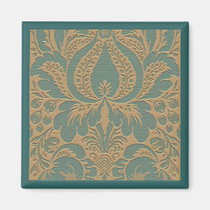 Aquamarin Beige Damask Magnet